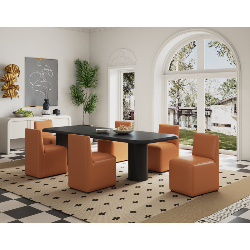 Dirk 19.69'' H Faux Leather Upholstered Parsons Chair, 1, Saddle