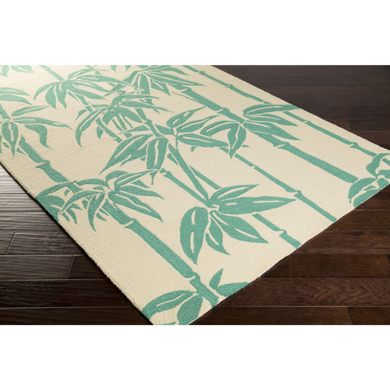 Colmars Ivory/Green Indoor/Outdoor Area Rug, Rectangle 9' x 12'