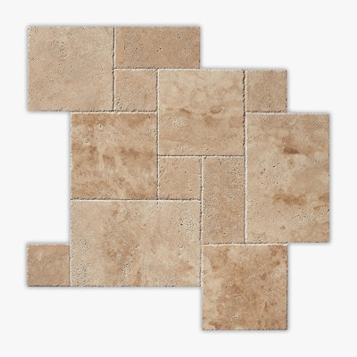 Walnut Brushed 8 Inch Versailles Travertine Tile