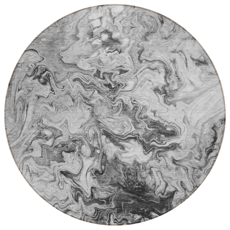 Alfonzo Washable Abstract Indoor / Outdoor Rug, Round 8'