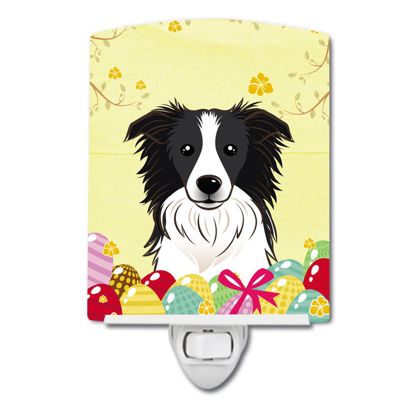 Éclairage de nuit en céramique pour oeuf de pâques jacks d’olivier terrier, Border collie