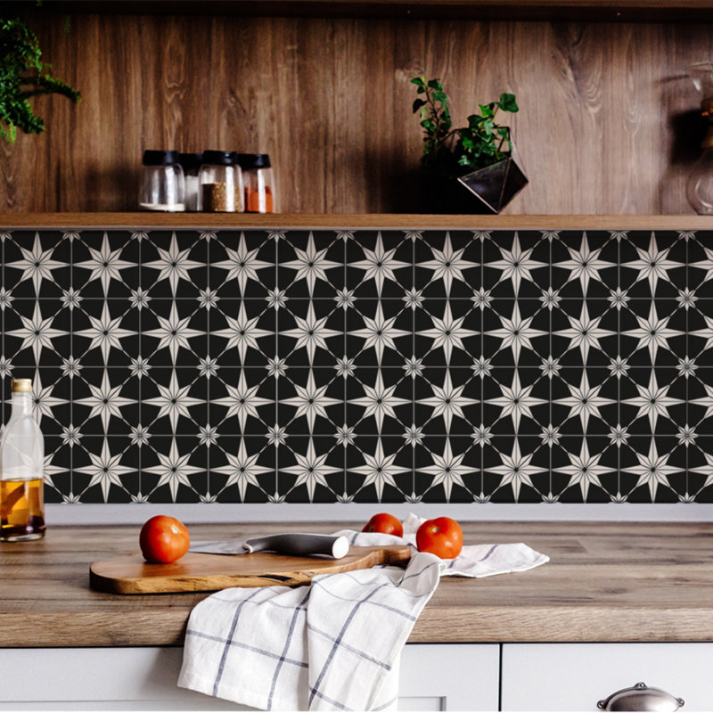 Carreau de mosaïque auto-adhésif en vinyle 6 po x 6 po, Noir