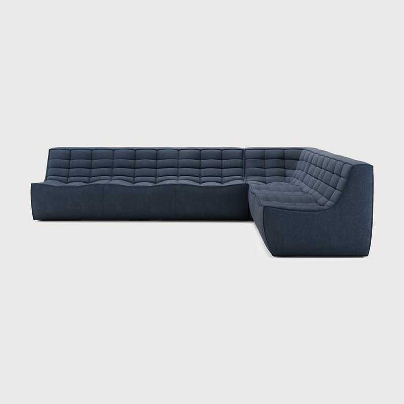 N701 Modular Sofa Set - Combo Left - 1 Seater + 2 Seater + 90° Square Corner, Graphite Cotton Blend