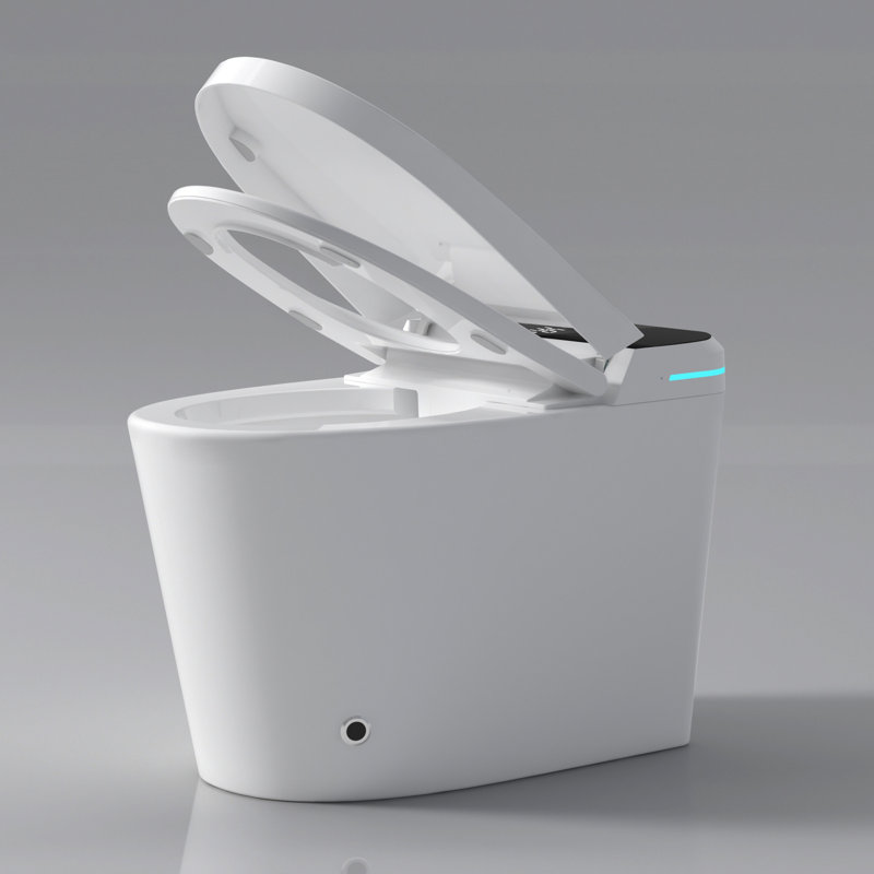 Modern Bathroom Smart Bidet Toilet - Auto Open/Close, Foot Sensor, Move Wash Option, White Warm Water Supply,