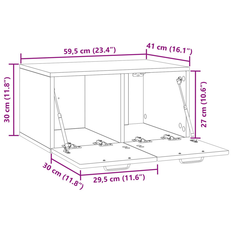 TV Stand, 30cm H x 59.5cm L x 41cm W, Sonoma Oak