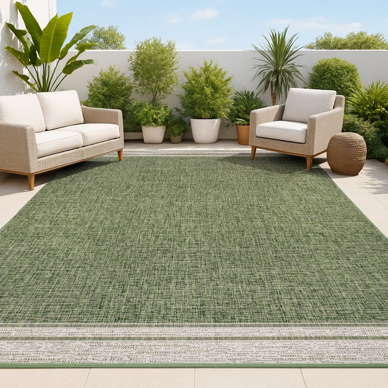 Tapis intérieur / extérieur vert / crème Alda, Rectangle 4pi x 6 pi