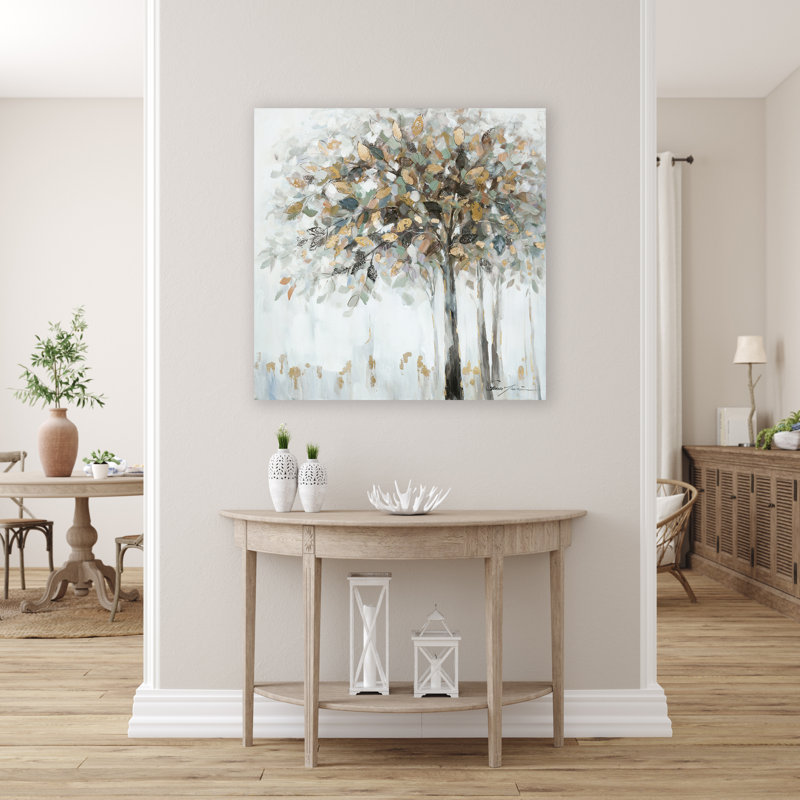 Gleaming Gold Tree - Reproduction d'art sur toile tendue, H 40 po x l 40 po x P 1,5 po