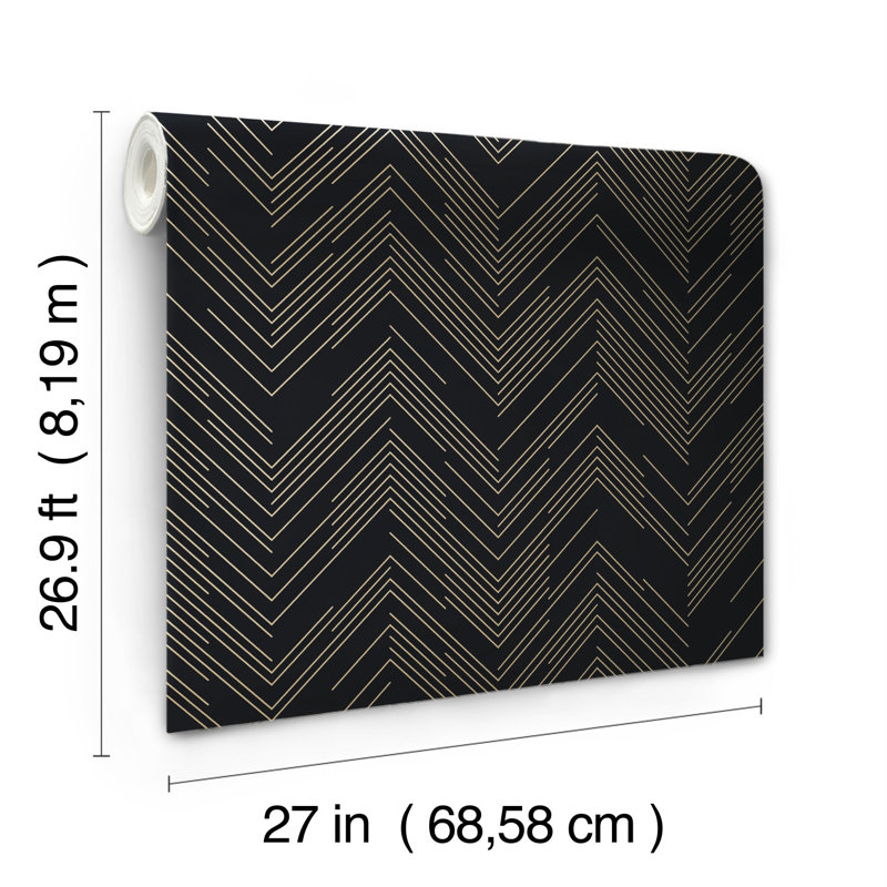 Rouleau de papier peint métallique L 26,9 pi x l 27 po, Noir / or
