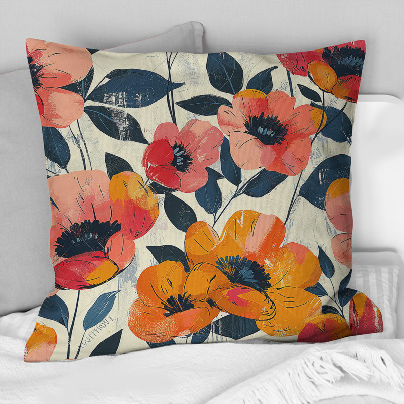 Coussin Orange Fusion, H 16 po x l 16 po