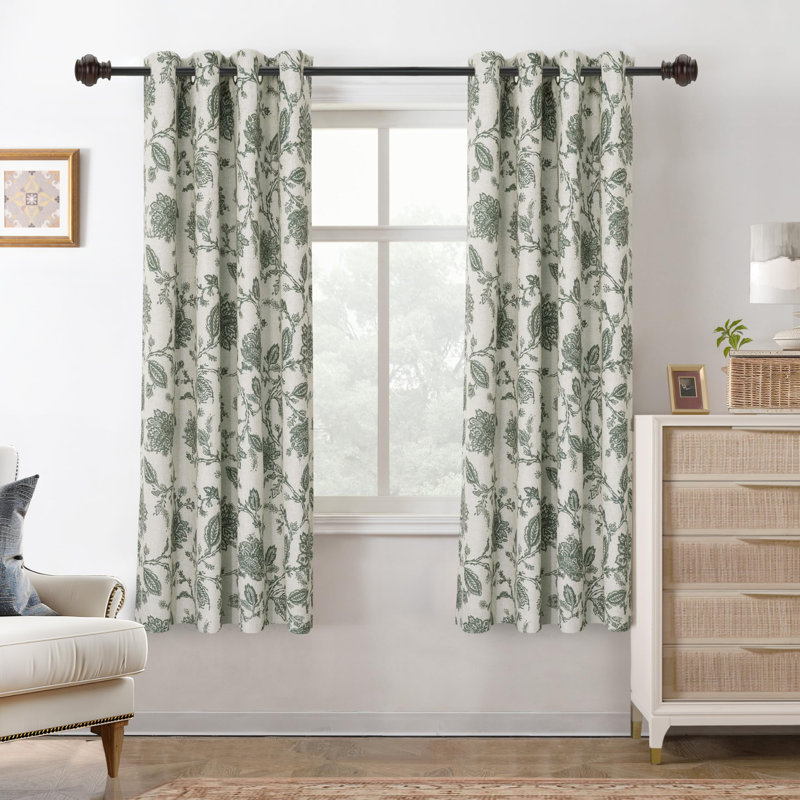 Zawacki Linen Blend Blackout Sliding Panel Pair, 52" W x 96" L, Loden Green/Beige