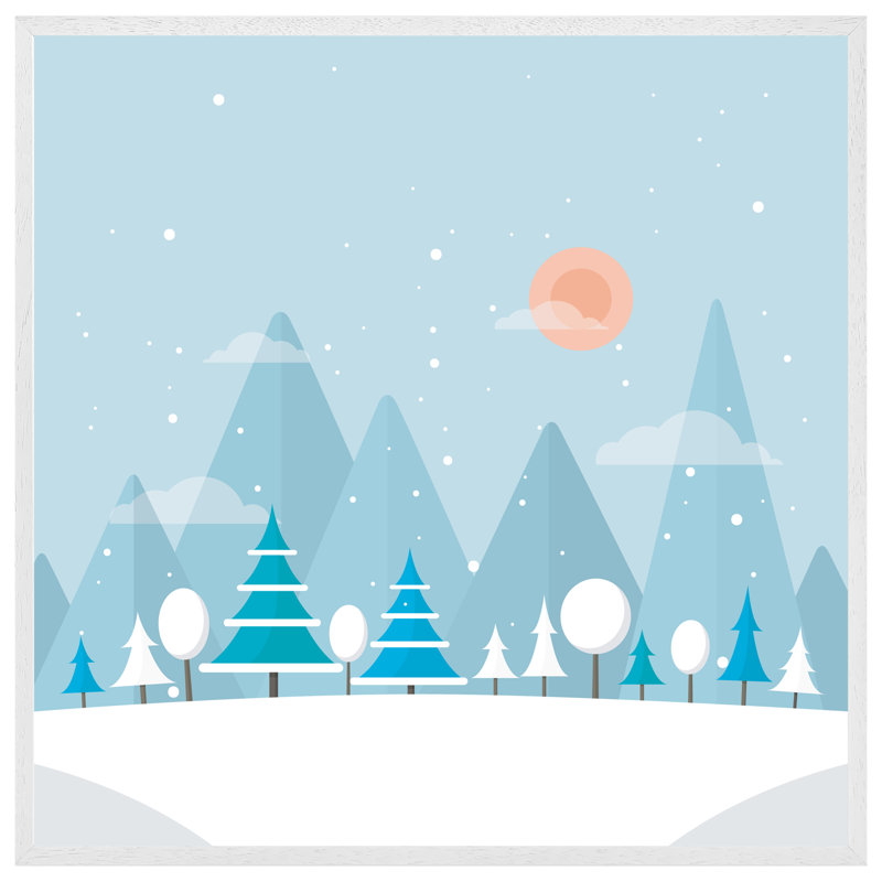 Damato Christmas Snow Nature Background - Single Picture Frame Print, 31cm H x 31cm W x 4cm D, Black