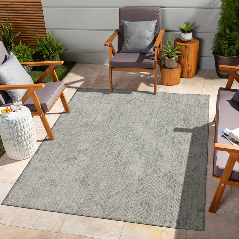 Silver Indoor/Outdoor Area Rug, Rectangle 5'3" x 7'3"
