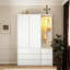 Garde-robe en bois 70,8 "avec 3 portes et 2 tiroirs