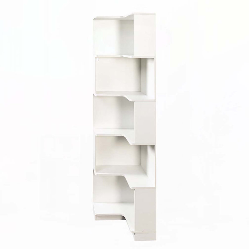Bibliothèque d'angle à 5 niveaux avec chicane, Blanc
