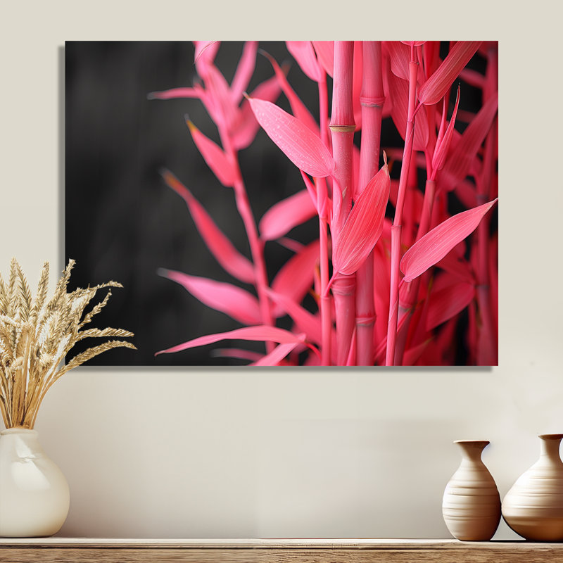 Décoration de jardin en bambou rose et noir I, Métal métal, 12" H x 20" W