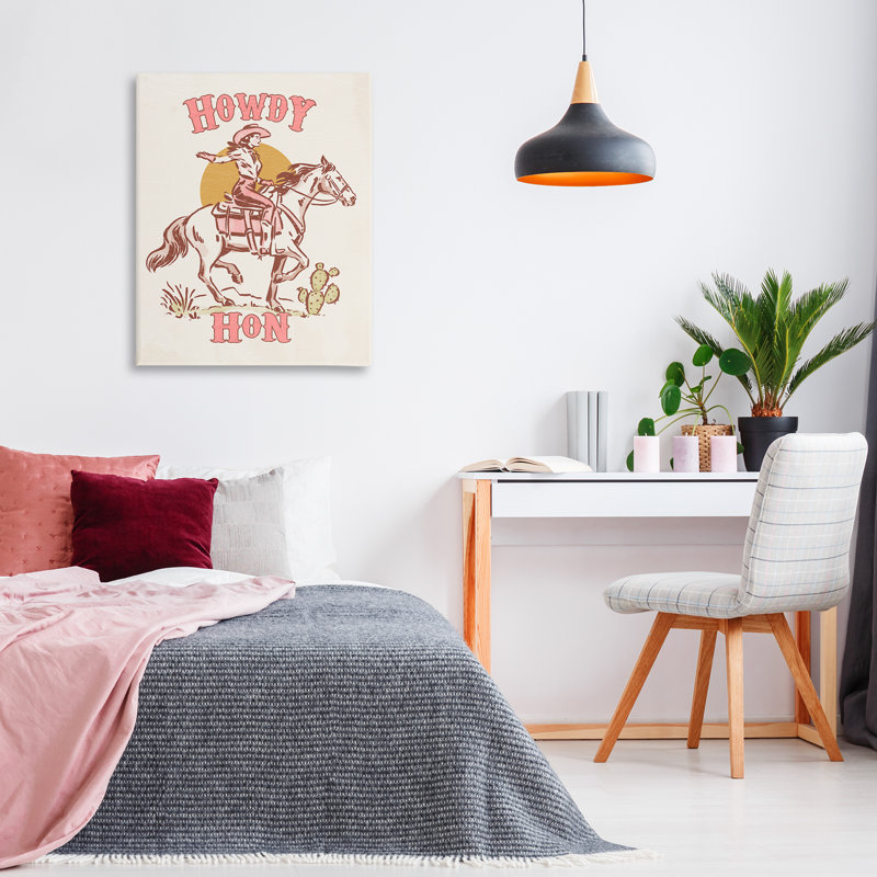  «Howdy Hon Cowgirl», art mural sur toile par Victoria Barnes, H 40 po x l 30 po