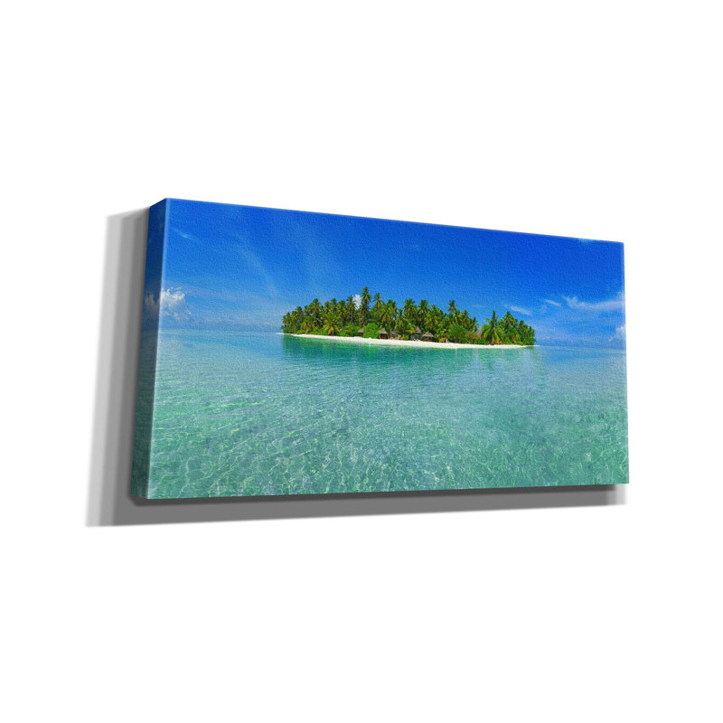 «Tropical Paradise Island» par Epic Portfolio, art mural sur toile, H 12 po x l 24 po x P 0,75 po