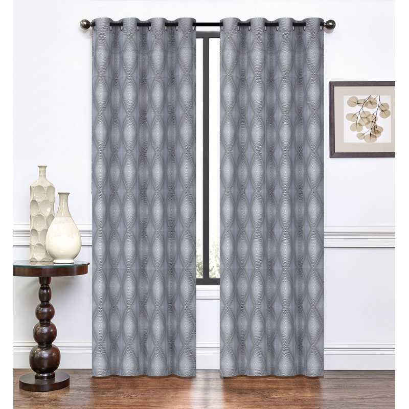 Panneau de rideau semi-diaphane avec œillets Weathers, Gris anthracite / Argent
