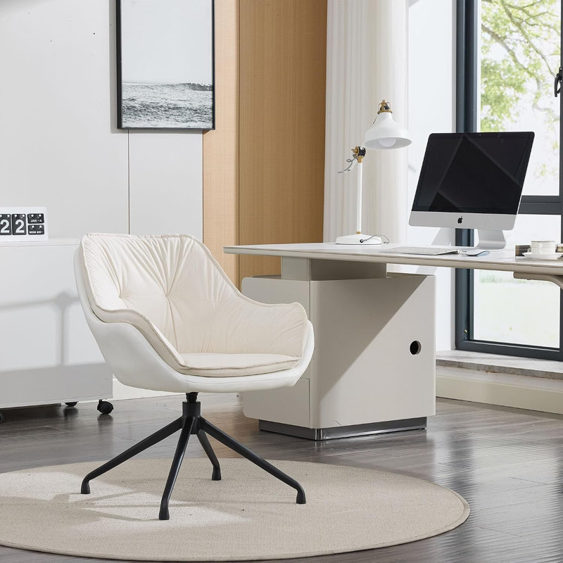 Inbox Zero Office Chair, White, White