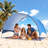 Beach Tent Sun Shelter for 4 Person, UPF 50+ Protection, Portable Sun Shade Canopy with Carrying Bag & Ground Stakes, Lightweight and Easy Setup Beach Umbrella for Camping Fishing Outdoor Picnic-122440952-122440951
