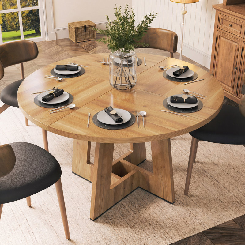 Table de salle à manger en bois 47 po pour 4 à 6 personnes, Marron clair
