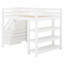 Structure de lit mezzanine polyvalente avec escalier de rangement, tablettes, petite armoire et lumières DEL