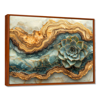 Moheez en bois fleurs succulentes dans la rivière paysage III - art mural succulent
