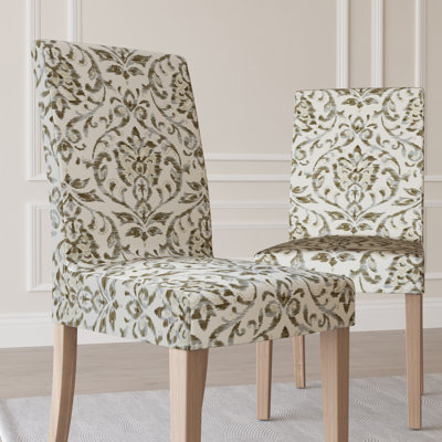 Verity Damask Print Stretch Fit Elastic Dining Chair Slipcover