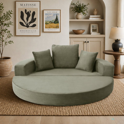 Convertible Sofa Couch Bed,Multi-Functional,Circular Bed,Adjustable Futon Sofa ,No Assembly Compressed Corduroy Floor Lounge Sofa For Apartment Office Bedroom Living Room