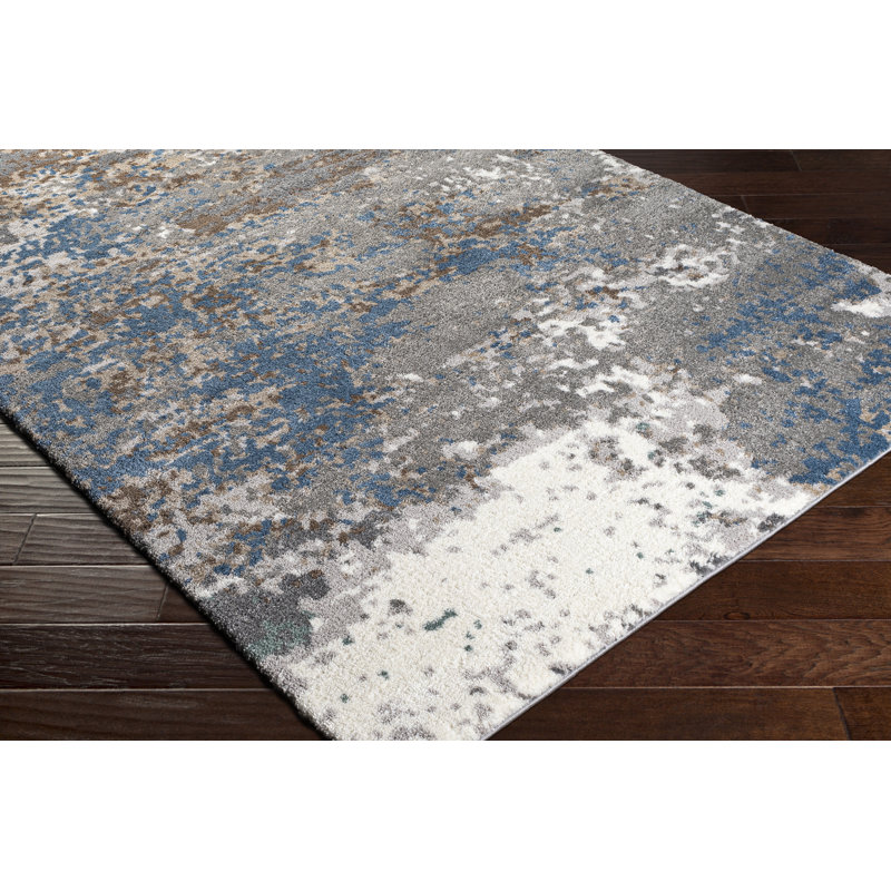 Maez Abstract Blue/Gray Area Rug, Rectangle 6'7" x 9'