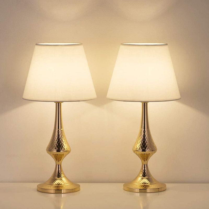 Ensemble de lampes de table de chevet dorées 18,7 po