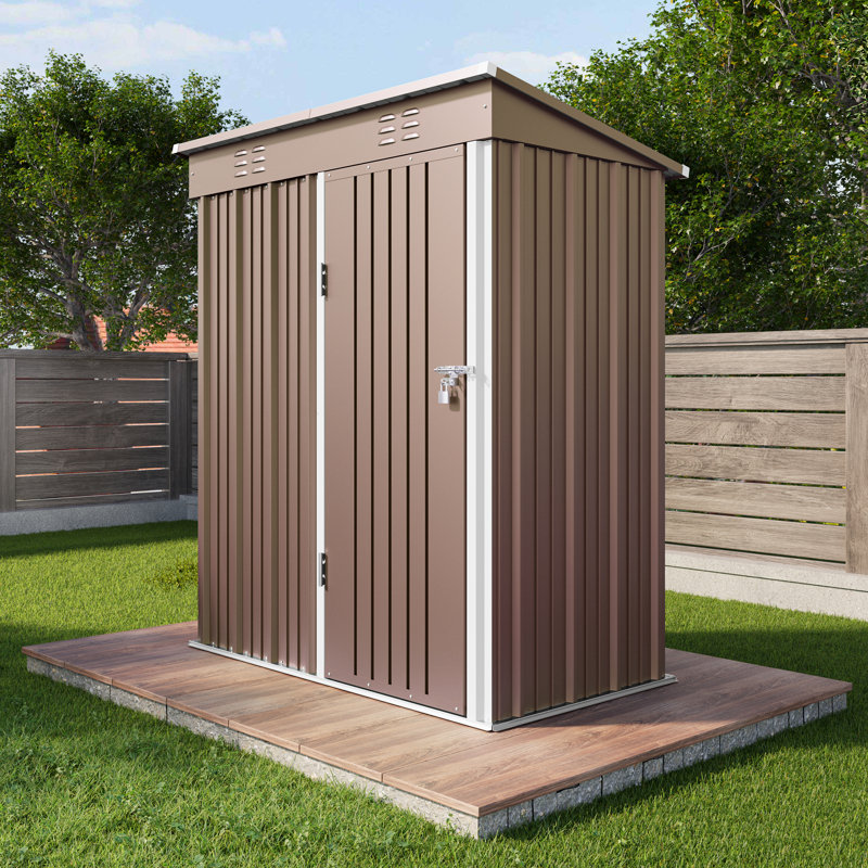 5 ft. W x 3 ft. D Metal Vertical Vertical Storage Shed, Brown