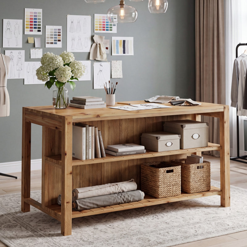 Craft & Sewing Table 59.05 x 27.56 Solid Wood Sewing Table