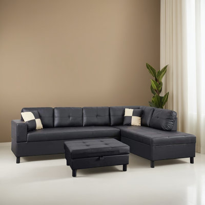 103.12" Wide Right Hand Facing Sofa & Chaise with Ottoman by Latitude Run