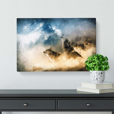 Wolves Howling In The Forest In Abstract - Painting