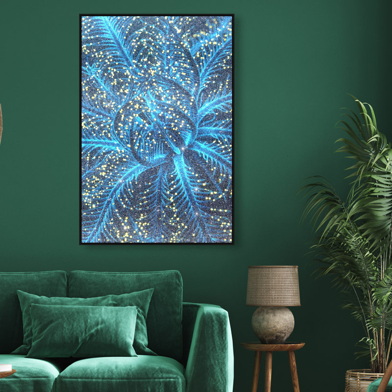 Neon Bloom Print by Oliver Gal, 55"H x 37"W, Black Floater Frame