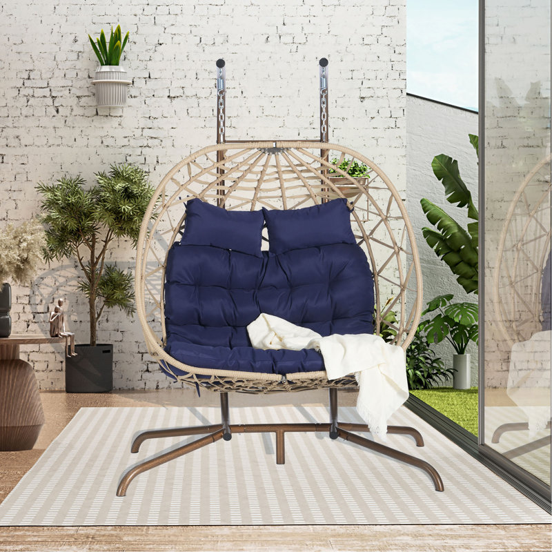 Double chaise à œufs avec support suspendu pour l'intérieur et l'extérieur