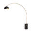 Lampe en arc iconique de 92 po - Style Mid-Century moderne, corps en laiton patiné, base en marbre noir, abat-jour en demi-dôme en acier noir / or mat, gradateur à glissière au pied, compatible avec interrupteur intelligent-87889307