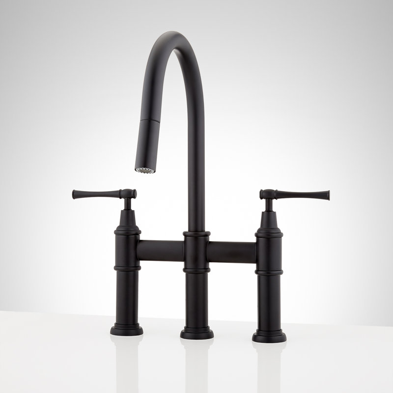 Hurston Pull Down Bridge Faucet with Accessories, Matte Black