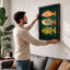 Three Fish in Profile Botanical 1 Piece Single Picture Frame Wall Art-136642143-136642144