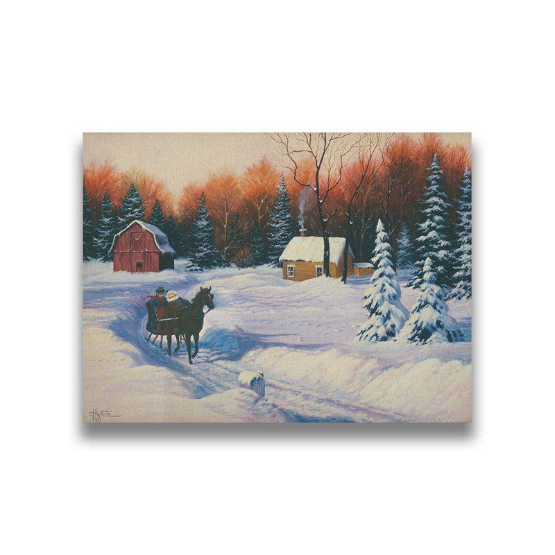 Après-midi en traîneau par Charles White, Toile tendue, H 12 po x l 16 po x P 1,5 po