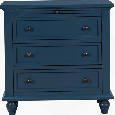3-Drawer Solid Wood Storage Cabinet With Pull-Out Tray, Versatile End Table For Bedroom, Living Room And Study