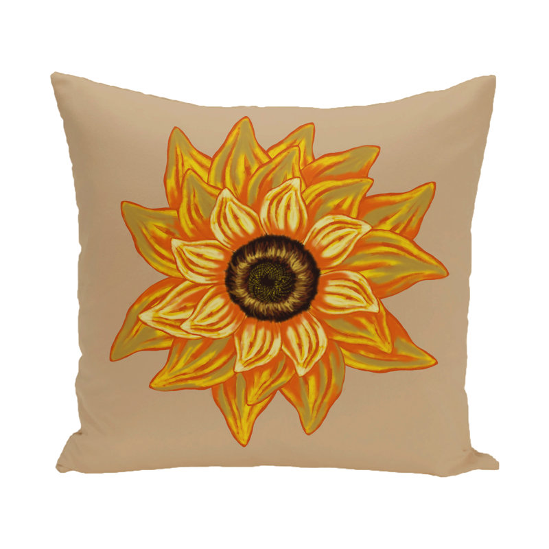 Floral Reversible Throw Pillow, 18" H x 18" W, Beige/Taupe