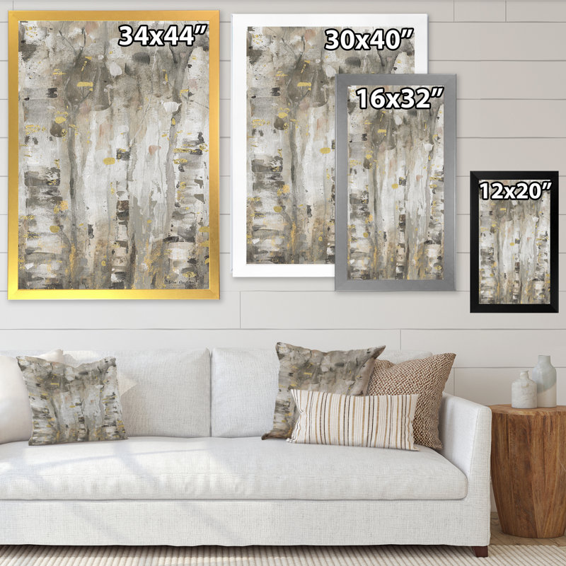 «The Modern Gray Forest II», reproduction sur toile encadrée, Cadre doré, H 40 po x l 30 po x P 1,5 po
