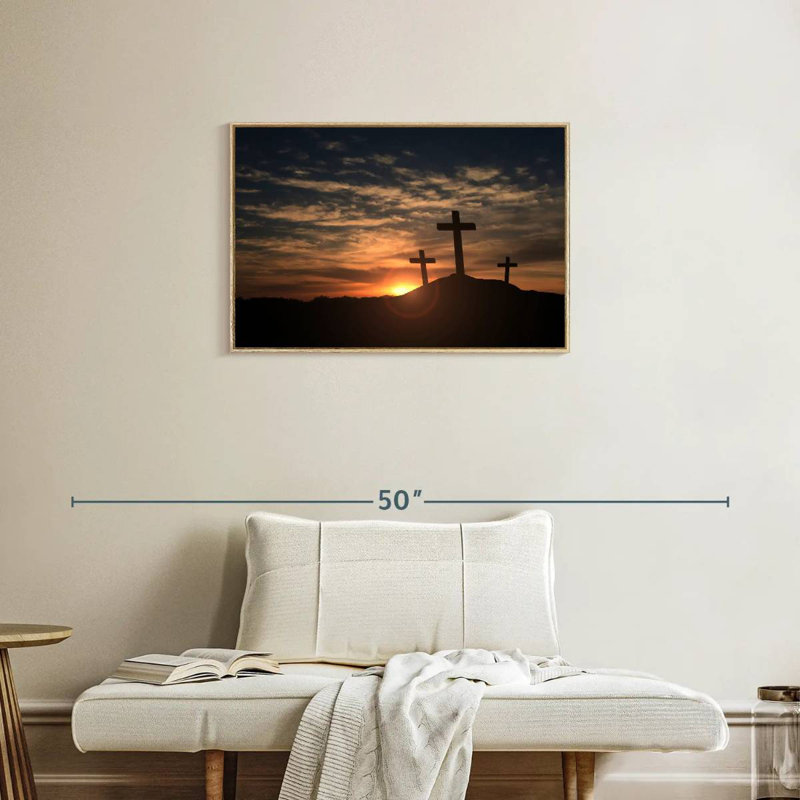 Croix de silhouettes, Cadre flottant en bois naturel, 31 po x 21 po