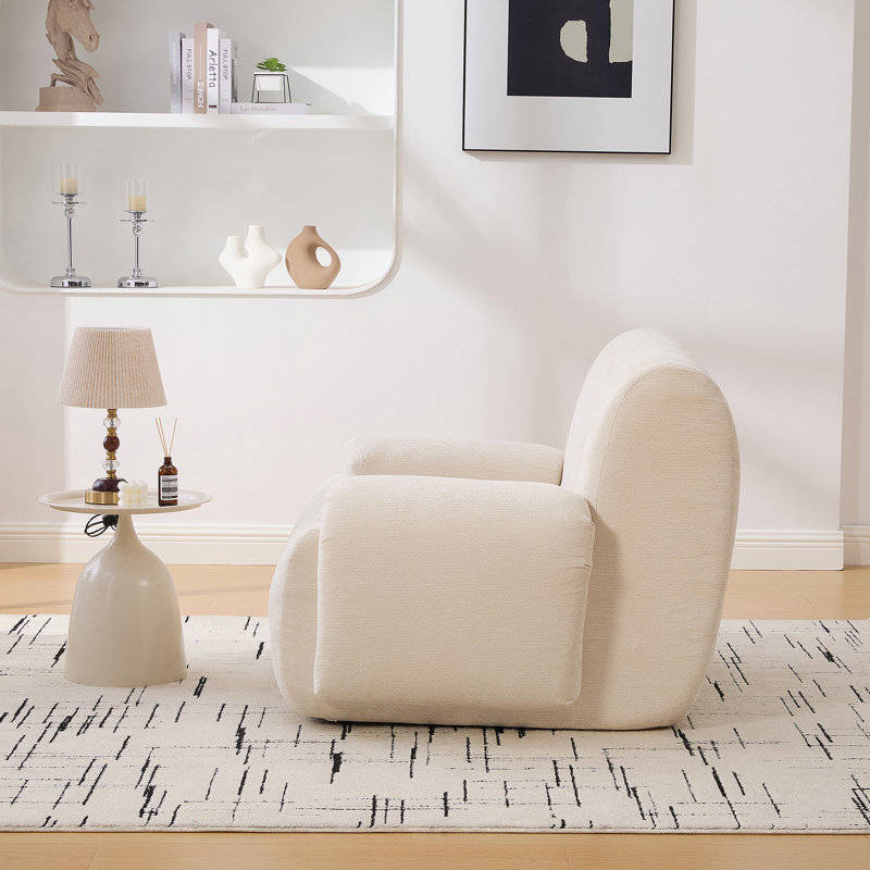 Fauteuil d'appoint large et surdimensionné rembourré, Beige