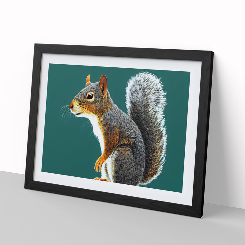 XH1022-990X A Tantalising Squirrel - Single Picture Frame Print, Black, 25cm H x 34cm W x 2cm D