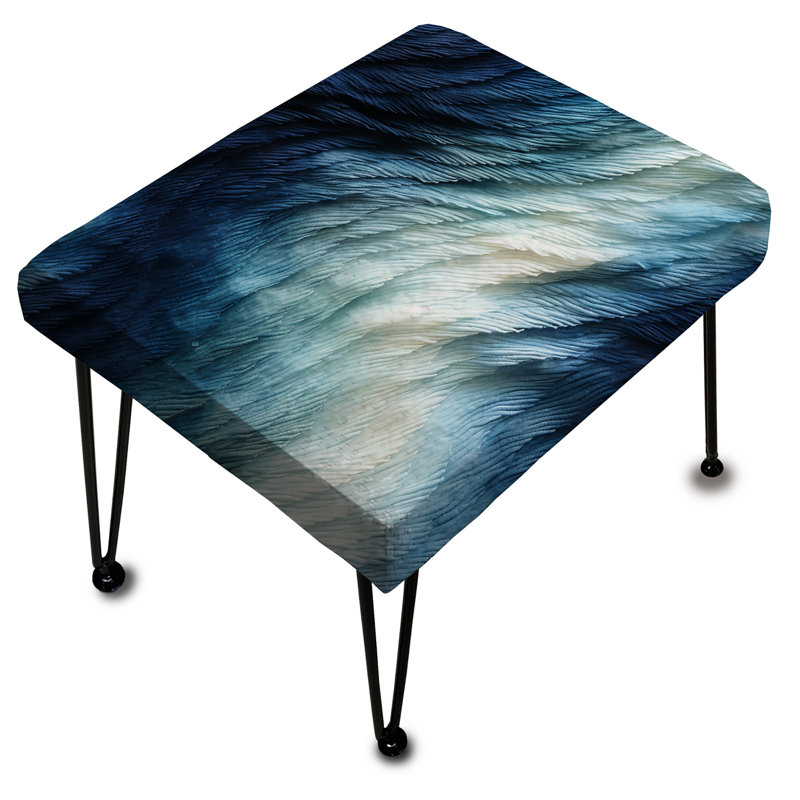 Repose-pieds bleu et blanc en marbre Shibori