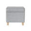 Repose-pieds carré avec rangement Pyp, tissu imprimé gris 18 po, bois brun