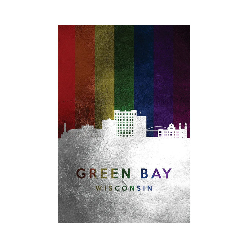 Green Bay Wisconsin Spectrum Skyline by Adrian Baldovino - Wrapped Canvas Print, 30.48 cm H x 45.72 cm W